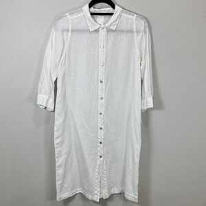 Fog linen work White Button-Up Shirt Dress‎